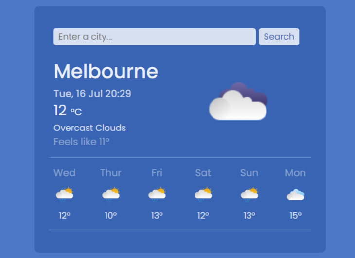 Weather App Project Preview